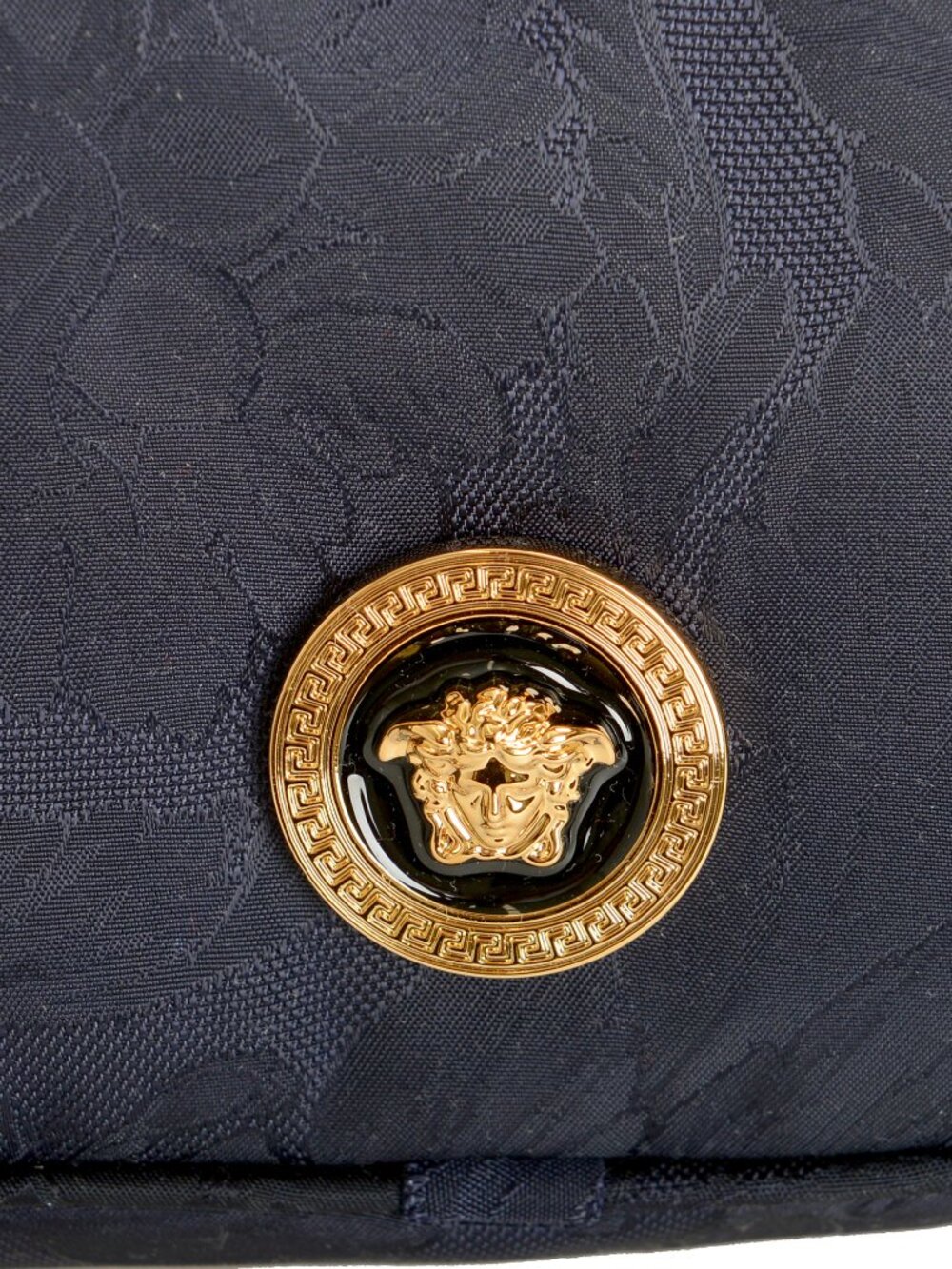Versace Unisex Floral Print Navy Blue Gold Medusa Funny Belt Bag - Picture 2 of 7